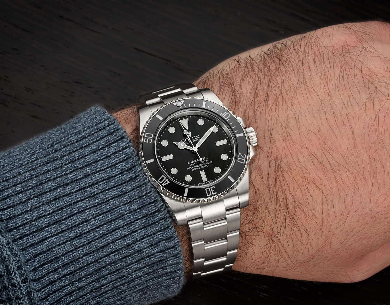 Rolex 114060 top on wrist